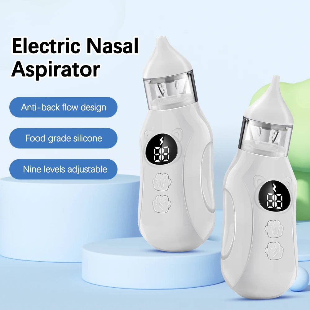 Baby Electric Nasal Aspirator Nose Sucker for Baby & Toddler Rechargeable Nose Cleaner with 9 Suction Levels 2 Silicone Tips