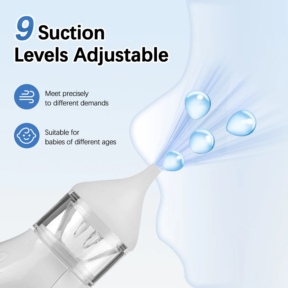 Baby Electric Nasal Aspirator Nose Sucker for Baby & Toddler Rechargeable Nose Cleaner with 9 Suction Levels 2 Silicone Tips